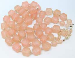 Vintage Pink Cream & Faux Pearl Beaded Clip-On Earrings & Double Strand Necklaces 155.0g alternative image