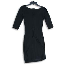 David Meister Womens Black V-Neck 3/4 Sleeve Back Zip Sheath Dress Size 6 alternative image