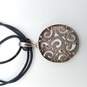 Sterling Silver Black Cord 3 Strand Open Work Pendant 19 Inch Necklace 17.4g image number 3