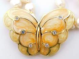 Vintage Kenneth Jay Lane For Avon Double Strand Faux Pearl Butterfly Necklace 60.5g alternative image