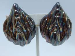 Artisan 925 Signed Electroform Abstract Puffy Clip Earrings 30.4g alternative image