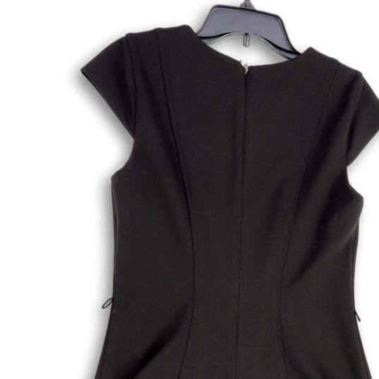 NWT Womens Black Short Cap Sleeve Back Zip Round Neck A-Line Dress Size 8 image number 4