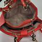 Red Michael Cynthia Coral Red Leather Medium Hand Bag image number 3