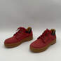 Mens Red Leather Round Toe Lace-Up Low Top Sneakers Shoes Size EURO 41 image number 4