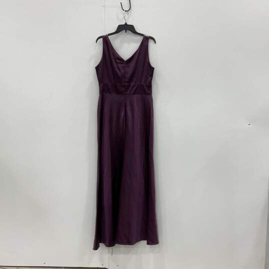 Nightway Womens Purple V-Neck Sleeveless Back-Zip Maxi Dress Size 14 image number 3