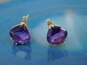 14K Yellow Gold Amethyst 0.04 CTTW Diamond Post Earrings 2.3g image number 1
