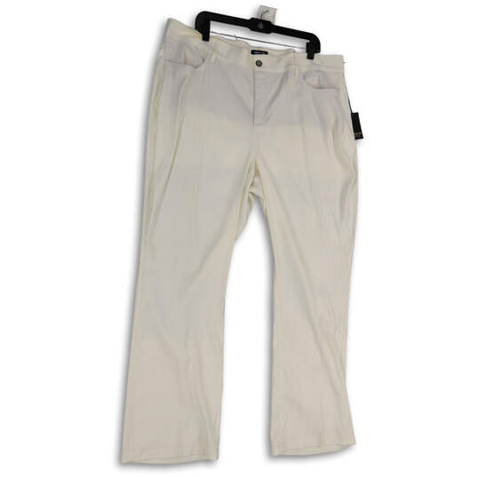 NWT Womens White Denim Medium Wash Pockets Straight Leg Jeans Size 18 image number 2