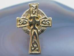 10K Yellow Gold Celtic Cross Pin Brooch 1.7g