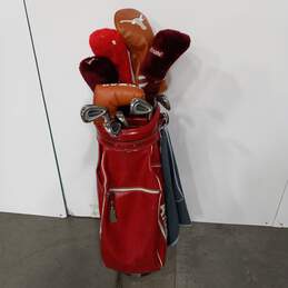 The Axiom 13 Clubs Golf Bag and Clubs - Red Leather Bag alternative image