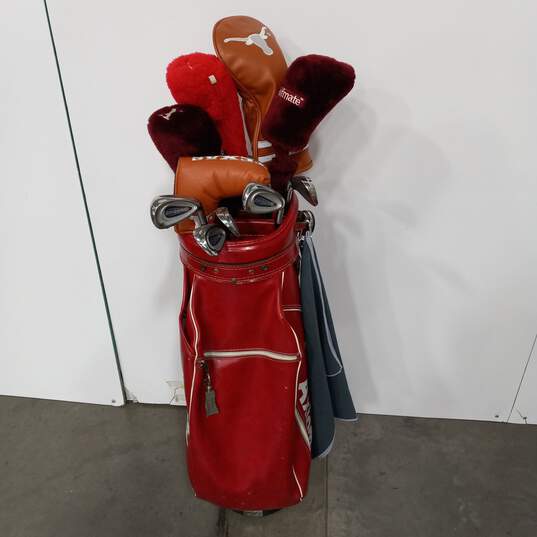 The Axiom 13 Clubs Golf Bag and Clubs - Red Leather Bag image number 2