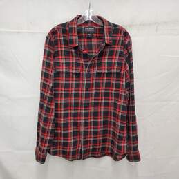 Filson MN's Red Black & Gray Plaid Flannel Button Shirt Size M
