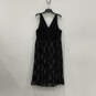 Womens Black Silver Glitter Sleeveless V-Neck Fit & Flare Dress Size 18 image number 1