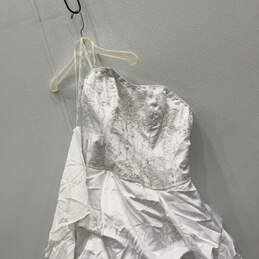 Oleg Cassini Womens White Embellished Strapless Wedding Fit & Flare Dress Sz 20W alternative image