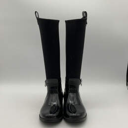 Womens Black Round Toe Pull-On Classic Knee High Rain Boots Size 6