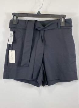 NWT Babaton Womens Black Flat Front High Waisted Tie Up Belted Chino Short Sz 4