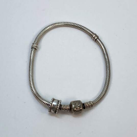 Designer Pandora 925 Sterling Silver Barrel Clasp Snake Chain Charm Bracelet image number 3