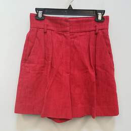 Womens Red Pleated Front Mid Rise Slash Pockets Chino Shorts Size 40
