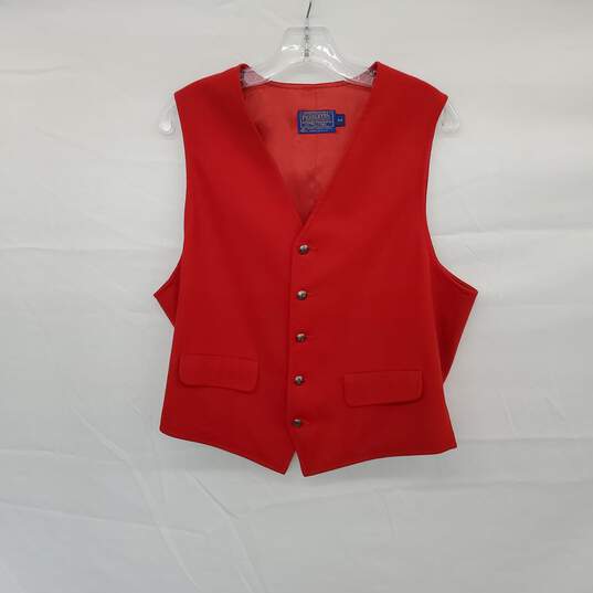 Pendleton Vintage Red Wool Lined Vest MM Size 44 image number 1