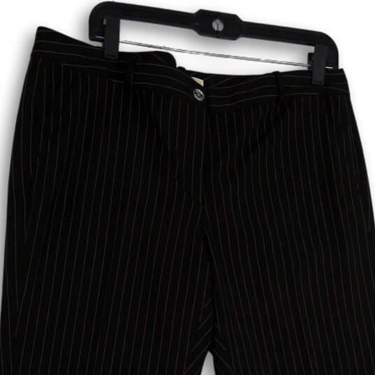 Womens Black White Pinstripe Straight Leg Casual Dress Pants Size 14 image number 3