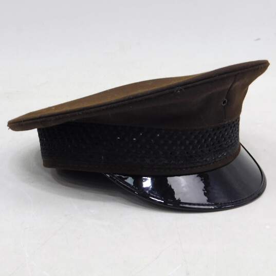 2 Vintage Hankon Bros Brown Black Brim Military Caps Hats image number 2