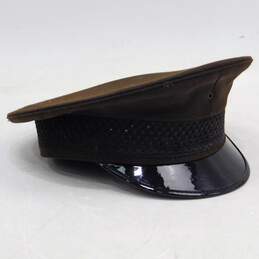 2 Vintage Hankon Bros Brown Black Brim Military Caps Hats alternative image