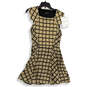 NWT Womens Black Tan Cap Sleeve Square Neck Fit & Flare Dress Size 4 image number 1
