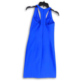 Womens Blue Sleeveless V-Neck Back Zip Casual Midi Shift Dress Size 2 alternative image