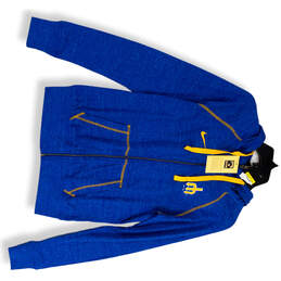 NWT Womens Blue Long Sleeve Kangaroo Pockets Stretch Full-Zip Hoodie Size S