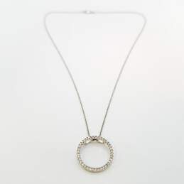 14K White Gold Diamond Disc Pendant Necklace 2.6g