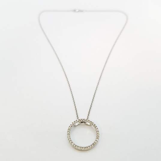 14K White Gold Diamond Disc Pendant Necklace 2.6g image number 1