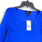 NWT Womens Blue Long Sleeve Scoop Neck Side Slit Pullover Tunic Top Size XL image number 3