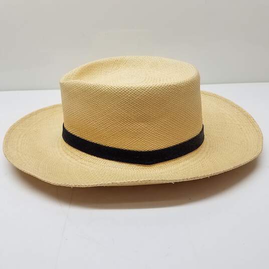 L.L Bean Black Band Beige Straw Hat Size M image number 3