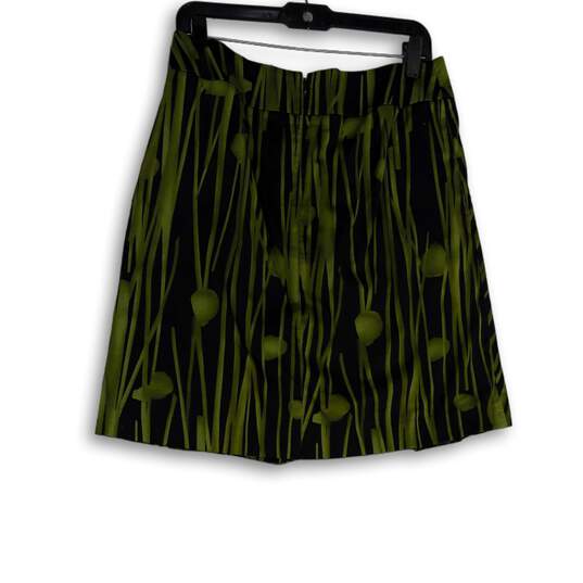 NWT Womens Green Black Pleated Back Zip Short A-Line Skirt Size 6 image number 2