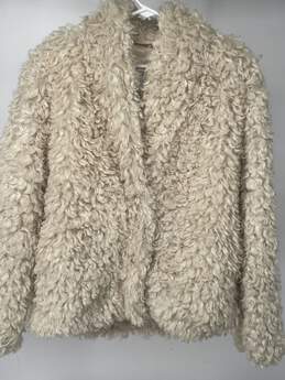 Abercrombie And Fitch Womens Beige Teddy Faux Fur Jacket Size S T-0553750-D alternative image
