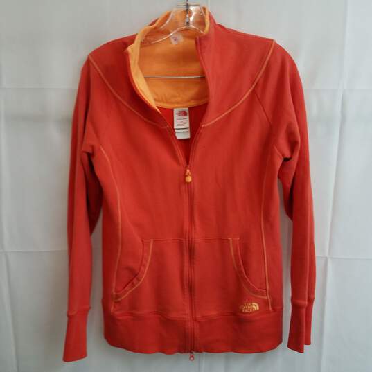 The North Face orange front zip track jacket women's L image number 2