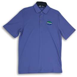 Cutter & Buck Mens Blue Green Spread Collar Short Sleeve Polo Shirt Size Small