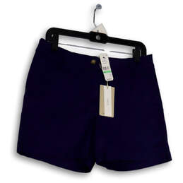 NWT Womens Blue Flat Front Stretch Slash Pockets Golf Chino Shorts Size 8