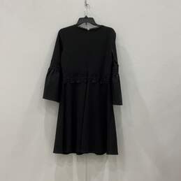 NWT Womens Black Round Neck Back Zip Bell Sleeve Fit And Flare Dress Size 6 alternative image