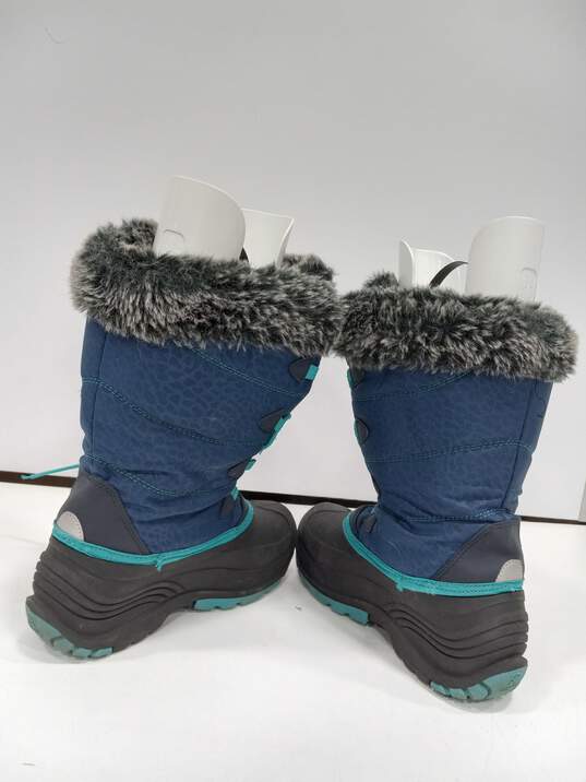 Girls Blue & Black Snow Boots Size 2 image number 3