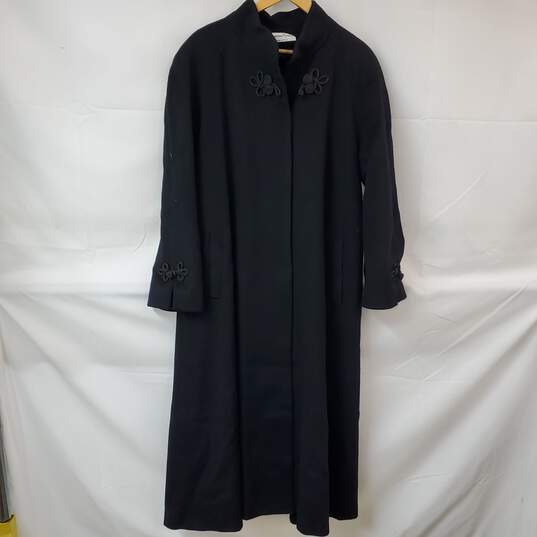 Vintage Jonathan Michael Black Wool Long Overcoat Women's XL image number 1