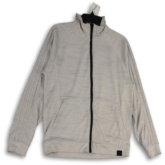 Mens Gray Mock Neck Long Sleeve Pockets Activewear Full-Zip Jacket Size M image number 1