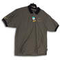 NWT Mens Black Beige Striped Chicago Blackhawk Polo Shirt Size XL image number 1