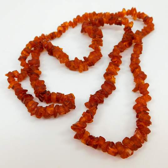 Raw Cognac Amber Nugget Bead Necklace 30.5g image number 4
