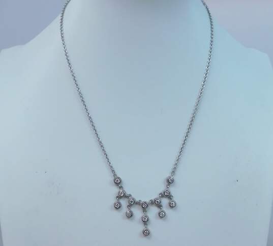 18K White Gold 0.70 CTTW Round Diamond Drop Necklace 11.3g image number 4