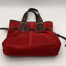 Womens Red Drawstring Inner Zip Pocket Double Handle Bucket Bag Purse alternative image