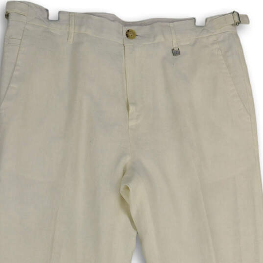 Mens White Flat Front Slash Pocket Straight Leg Chino Pants Size 34 Short image number 3