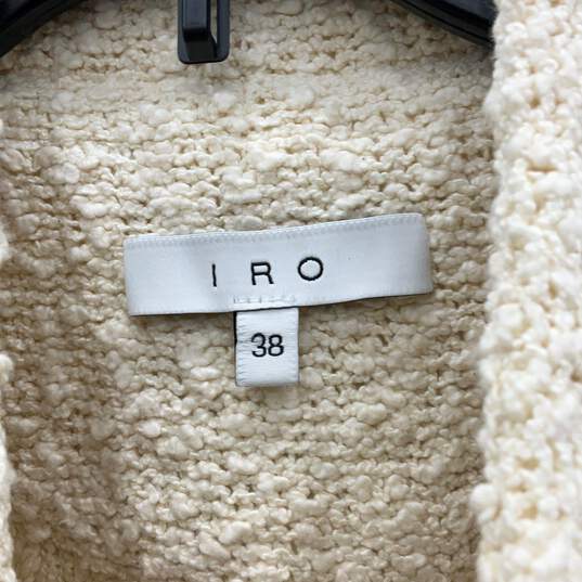 IRO Womens Beige Tweed Fringe Shawl Collar Long Sleeve Blazer Cardigan Size 38 image number 3