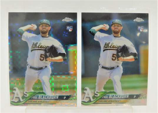 (2) 2018 Paul Blackburn Topps Chrome Refractor Rookies Oakland A's image number 1