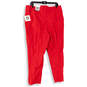 NWT Womens Red Flat Front Slim Fit Straight Leg Ankle Pants Size 14 image number 3