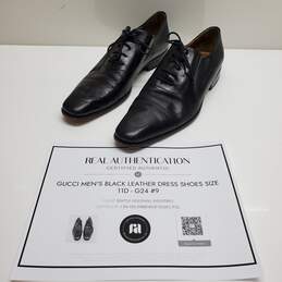 Authenticated Gucci Black Leather Dress Shoes Men's Size 11D